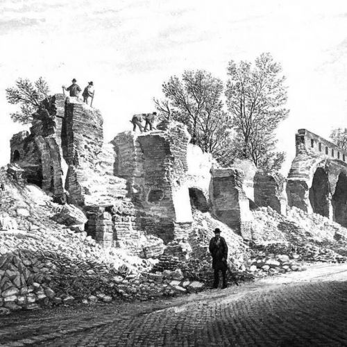 Abbruch der mittelalterlichen Stadtmauer 1881 - Copyright „Römisch-Germanisches Museum der Stadt Köln / Axel Thünker DGPh“